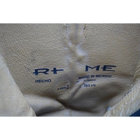 Reyme Boots Western Armadillo Black Leather Pointed Toe Side Zip Mex 28.5 US 9.5 - Picture 7 of 12